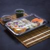 Lebomló sushi tálca,  PLA, nagy méret, 245*150*40mm) | 300 db/karton